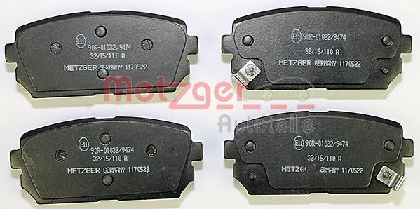METZGER 1170522 Bremsbelagsatz, Scheibenbremse